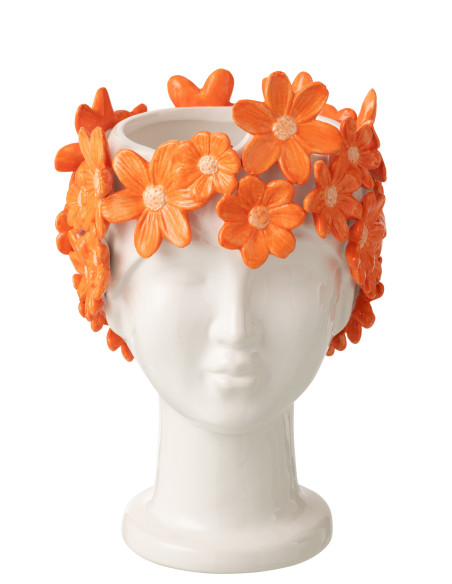 CACHEP DAM FLEU CÉRAM BLA/OR (17x16,5x24,5cm) 