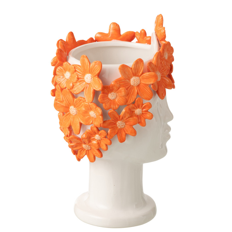 CACHEP DAM FLEU CÉRAM BLA/OR (17x16,5x24,5cm) 