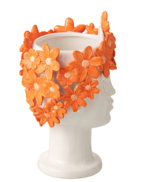 CACHEP DAM FLEU CÉRAM BLA/OR (17x16,5x24,5cm) 