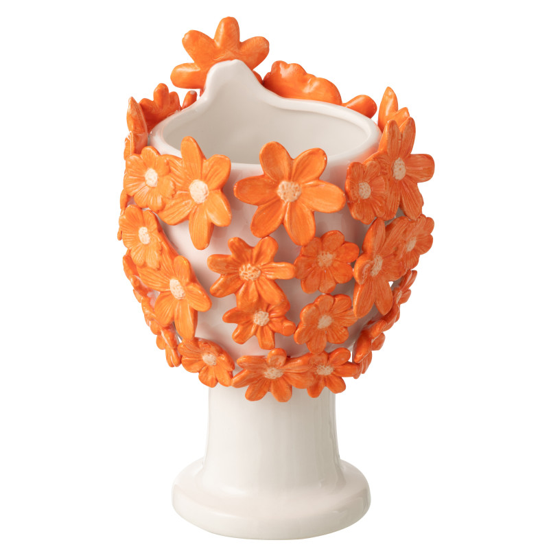 CACHEP DAM FLEU CÉRAM BLA/OR (17x16,5x24,5cm) 