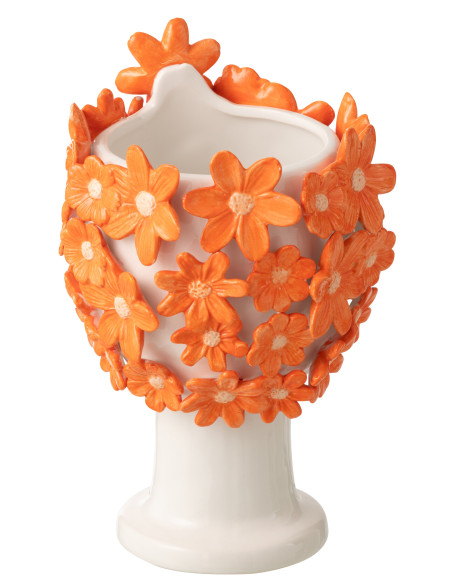 CACHEP DAM FLEU CÉRAM BLA/OR (17x16,5x24,5cm) 