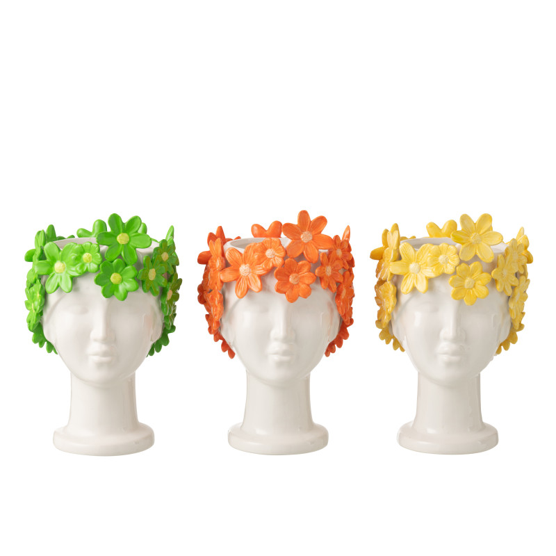 CACHEP DAM FLEU CÉRAM BLA/OR (17x16,5x24,5cm) 