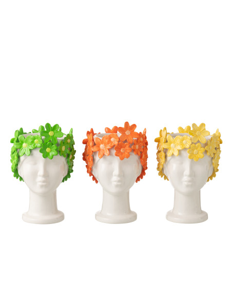 CACHEP DAM FLEU CÉRAM BLA/OR (17x16,5x24,5cm) 