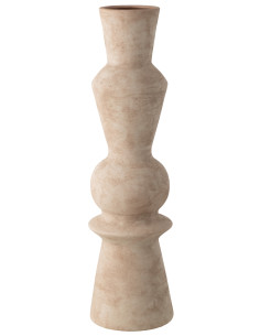 Grand Vase extérieur design moderne Totem H 70 cm Céramique Beige Bonny J-Line - 1