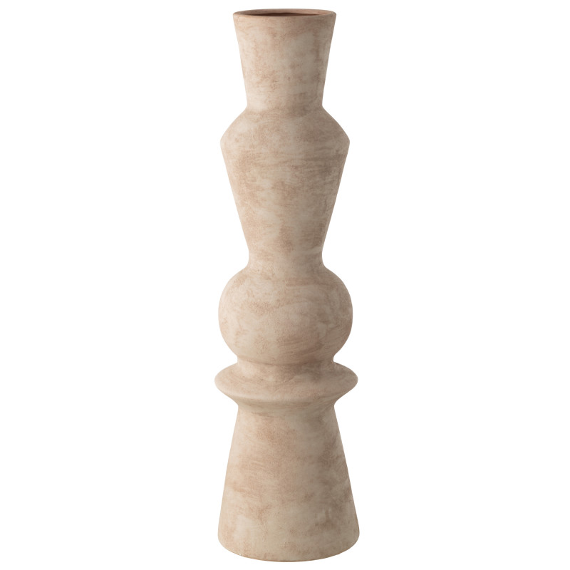 Grand Vase extérieur design moderne Totem H 70 cm Céramique Beige Bonny J-Line - 1