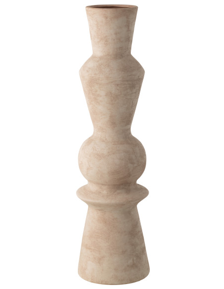 Grand Vase extérieur design moderne Totem H 70 cm Céramique Beige Bonny J-Line - 1