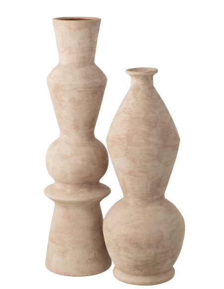 Vase extérieur design moderne Totem H 59 cm Céramique Beige Boris J-Line - 3