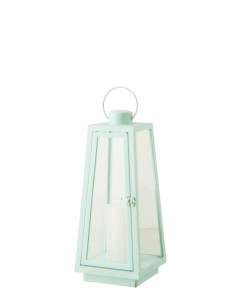 LANT + CANDLE LED VER TURQ M (17x17x40,5cm) 