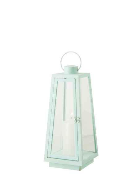 LANT + CANDLE LED VER TURQ M (17x17x40,5cm) 