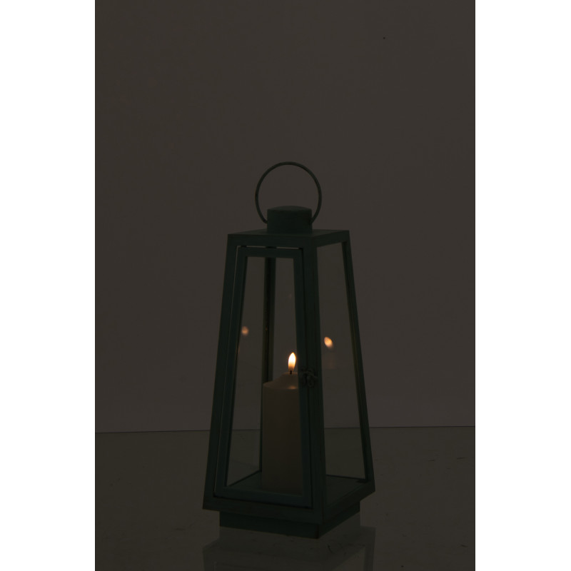 LANT + CANDLE LED VER TURQ M (17x17x40,5cm) 