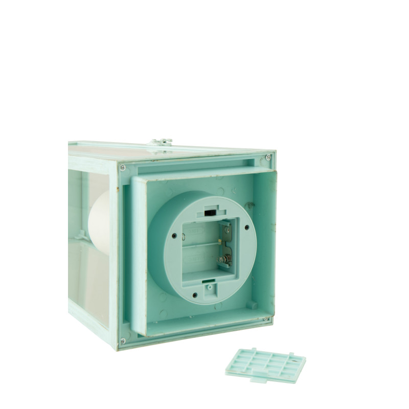 LANT + CANDLE LED VER TURQ M (17x17x40,5cm) 