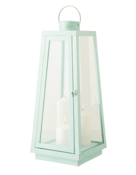 LANT + CANDLE LED VER TURQ L (24x24x59cm) 