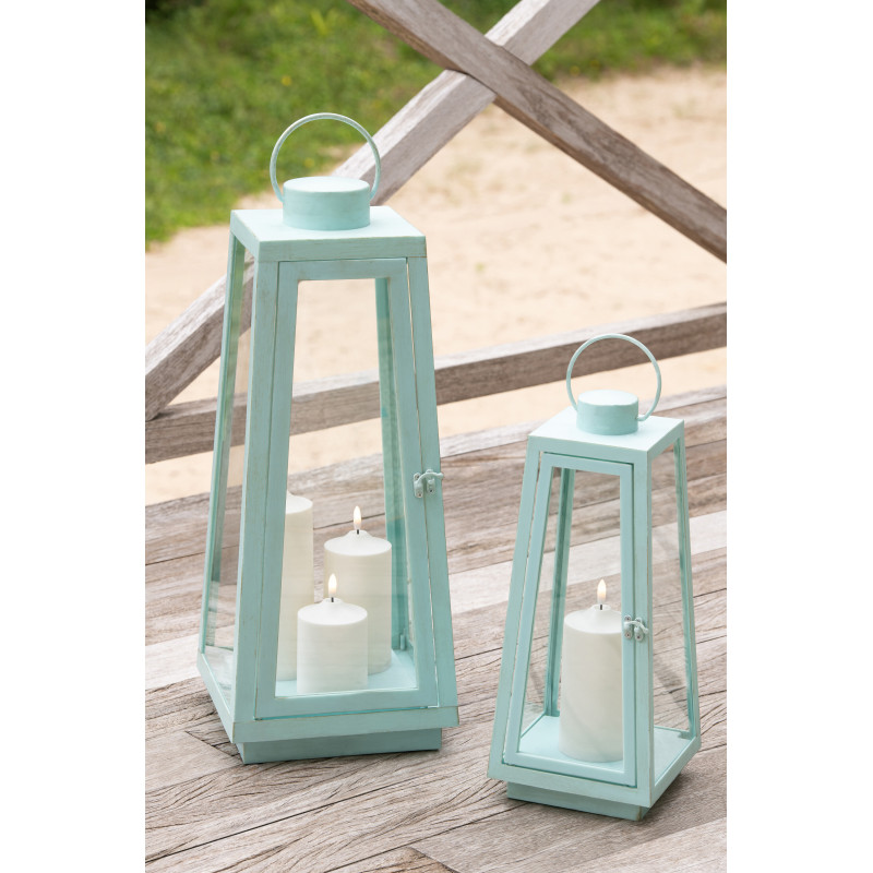 LANT + CANDLE LED VER TURQ L (24x24x59cm) 