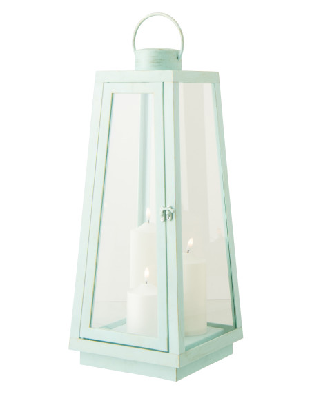 LANT + CANDLE LED VER TURQ L (24x24x59cm) 