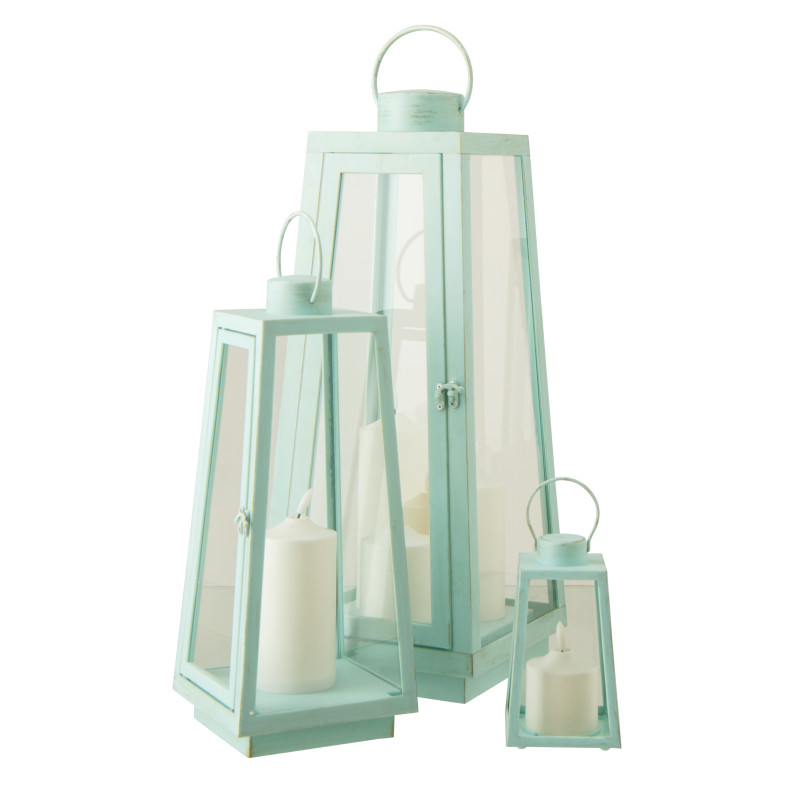 LANT + CANDLE LED VER TURQ L (24x24x59cm) 