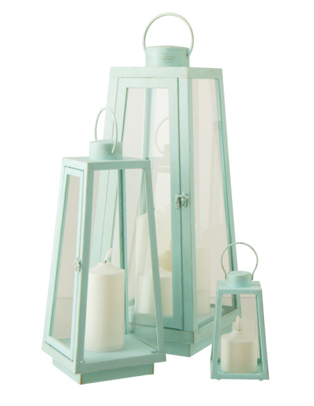 LANT + CANDLE LED VER TURQ L (24x24x59cm) 