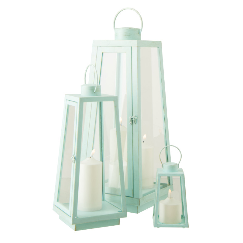 LANT + CANDLE LED VER TURQ L (24x24x59cm) 