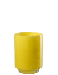 VASE CYLINDRE RELIEF VER JAU S (16x16x22,5cm) 