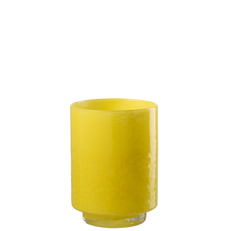 VASE CYLINDRE RELIEF VER JAU S (16x16x22,5cm) 