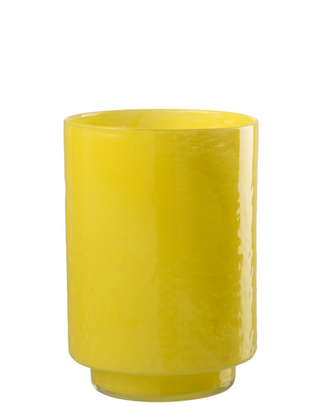 VASE CYLINDRE RELIEF VER JAU M (20x20x27,5cm) 