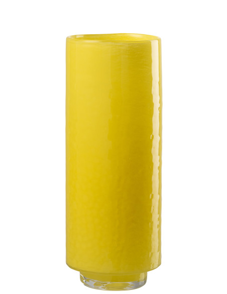 VASE CYLINDRE RELIEF VER JAU L (14x14x36cm) 