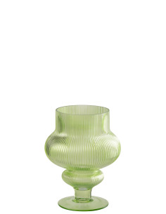 VASE ADA COTELÉ VERRE VERT S (20x20x25cm) 