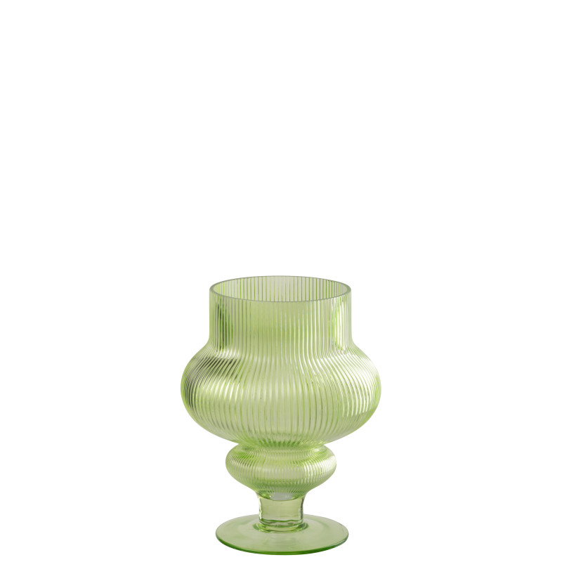 VASE ADA COTELÉ VERRE VERT S (20x20x25cm) 