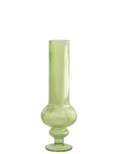 VASE ADA COTELÉ VERRE VERT M (13,5x13,5x40cm) 