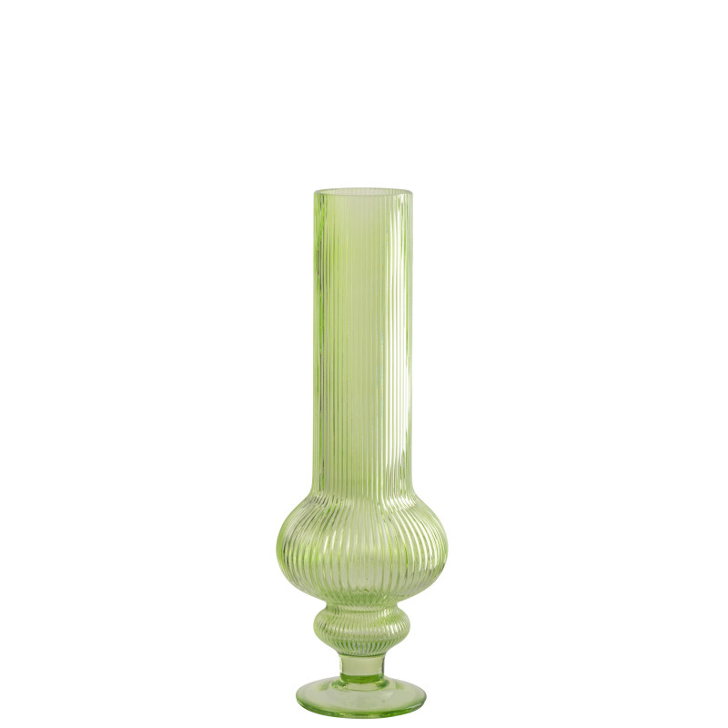 VASE ADA COTELÉ VERRE VERT M (13,5x13,5x40cm) 