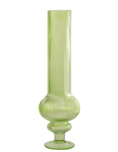 VASE ADA COTELÉ VERRE VERT L (15,3x15,3x50cm) 