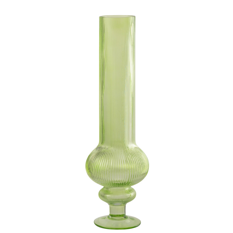 VASE ADA COTELÉ VERRE VERT L (15,3x15,3x50cm) 