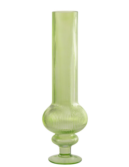 VASE ADA COTELÉ VERRE VERT L (15,3x15,3x50cm) 