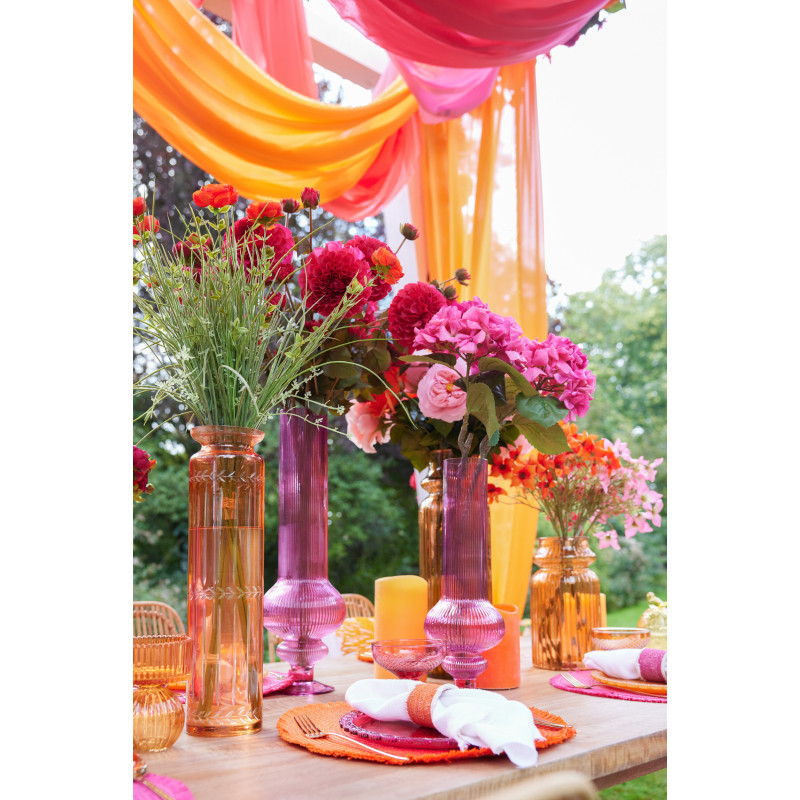 VASE ADA COTELÉ VERRE FUC M (13,5x13,5x40cm) 