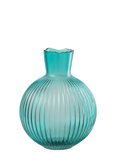 VASE BALLE COTELÉ VERRE TURQ S (23x23x29,5cm) 