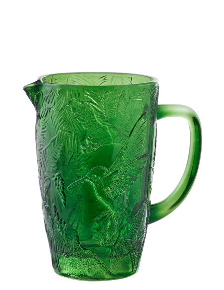 CARAFE OISEAUX VERRE VERT (19x12,5x19,5cm) 