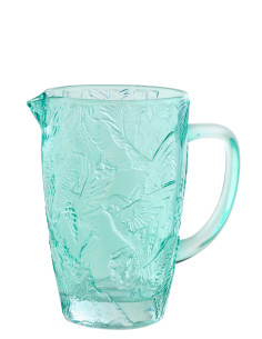 CARAFE OISEAUX VERRE BLEU AZUR (19x12,5x19,5cm) 