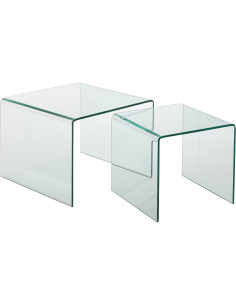 Table d'appoint Gigogne Carrée Eleni en Verre Transparent (Lot de 2) - 1