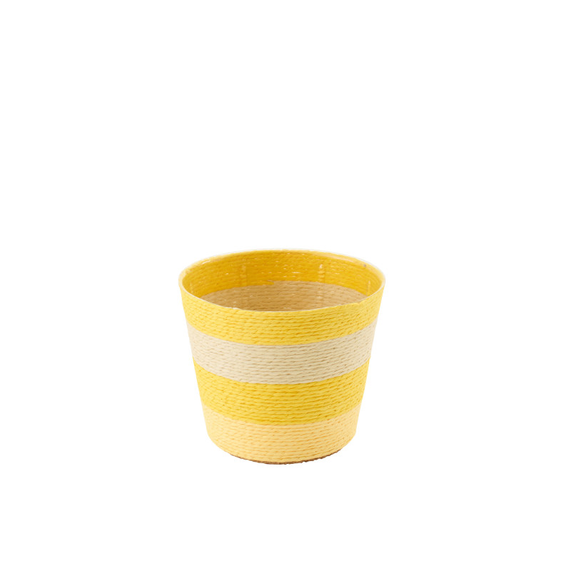 CACHEPOT LIGNÉ PAP JAU/NAT S (13,5x13,5x11cm) 