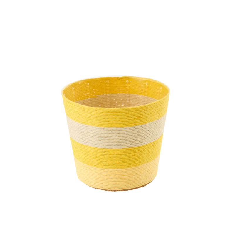 CACHEPOT LIGNÉ PAP JAU/NAT L (17,5x17,5x15cm) 