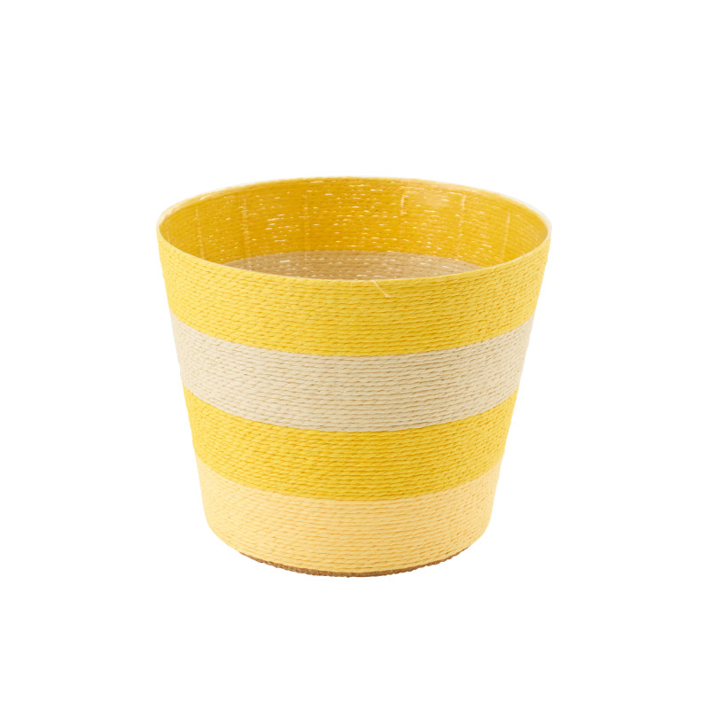 CACHEPOT LIGNÉ PAP JAU/NAT XL (21,5x21,5x17cm) 