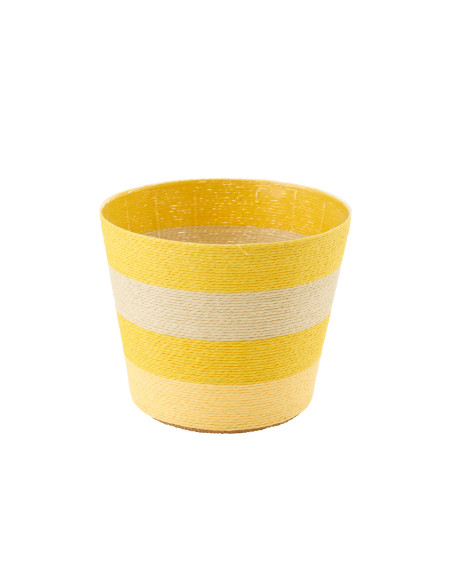 CACHEPOT LIGNÉ PAP JAU/NAT XL (21,5x21,5x17cm) 