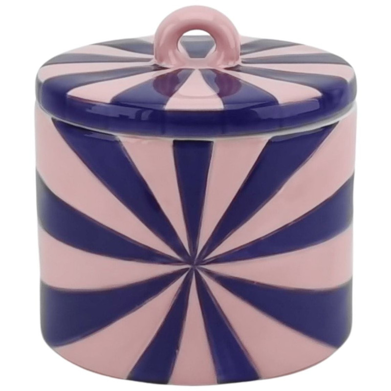Boite déco moderne avec couvercle Tourbillon 11 cm Céramique Bleu Rose clair Swirl 