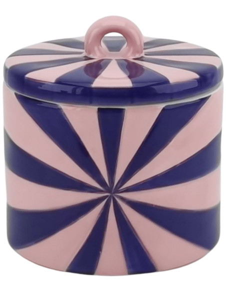 Boite déco moderne avec couvercle Tourbillon 11 cm Céramique Bleu Rose clair Swirl 