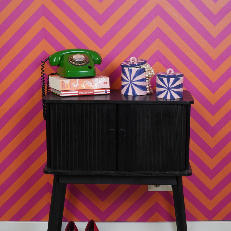 Boite déco moderne avec couvercle Tourbillon 11 cm Céramique Bleu Rose clair Swirl 
