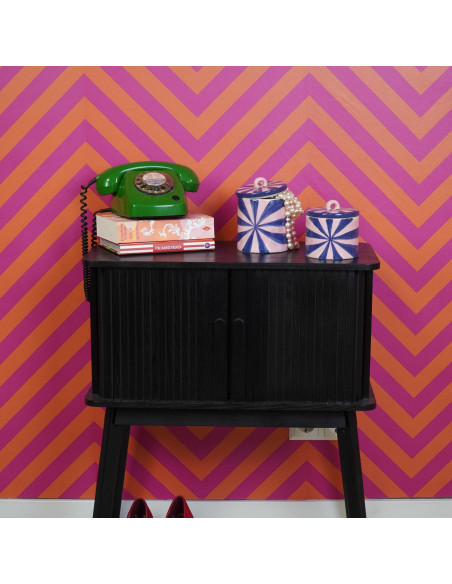 Boite déco moderne avec couvercle Tourbillon 11 cm Céramique Bleu Rose clair Swirl 