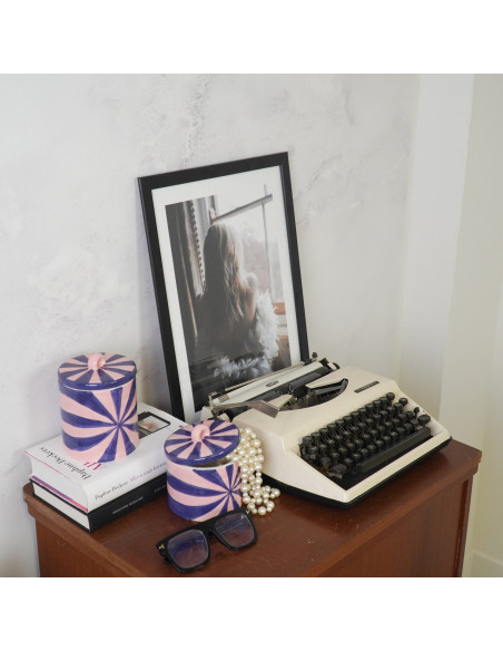 Boite déco moderne avec couvercle Tourbillon 11 cm Céramique Bleu Rose clair Swirl 