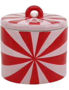 Boite déco moderne avec couvercle Tourbillon 11 cm Céramique Rouge Rose clair Swirl 