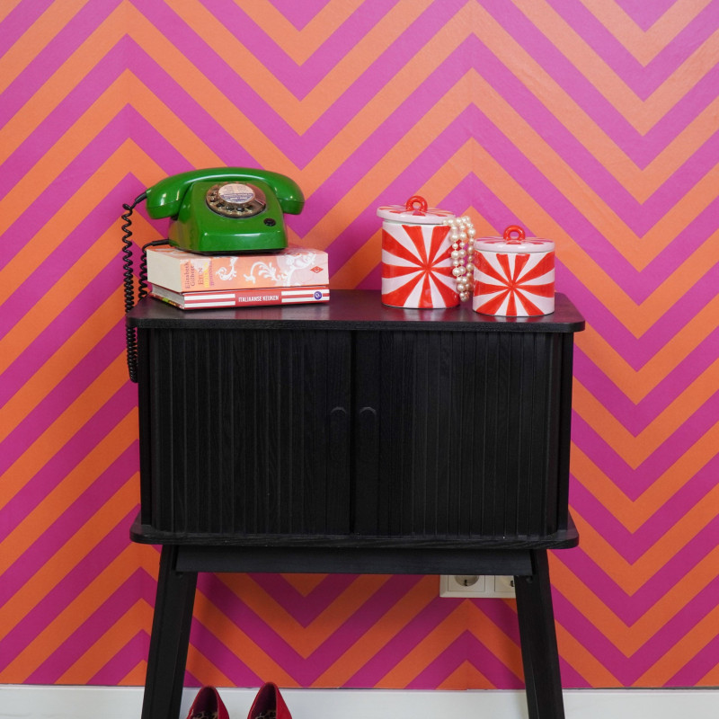 Boite déco moderne avec couvercle Tourbillon 11 cm Céramique Rouge Rose clair Swirl 
