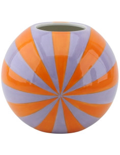 Vase dopamine Tourbillon Boule 20 cm Céramique Orange Lilas Swirl 