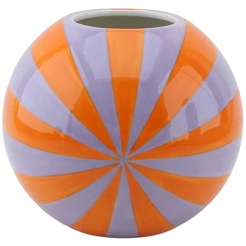 Vase dopamine Tourbillon Boule 20 cm Céramique Orange Lilas Swirl 